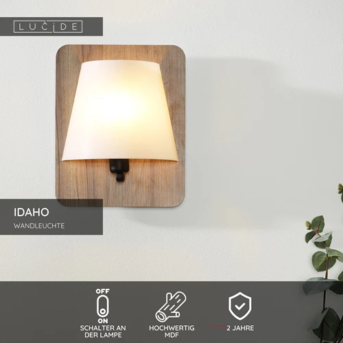 Lucide IDAHO - Wandleuchte - 1xE14 - Braun - USP